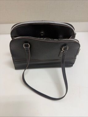 Carlos Santana Classic Black Pebbled Leather Shoulder Bag